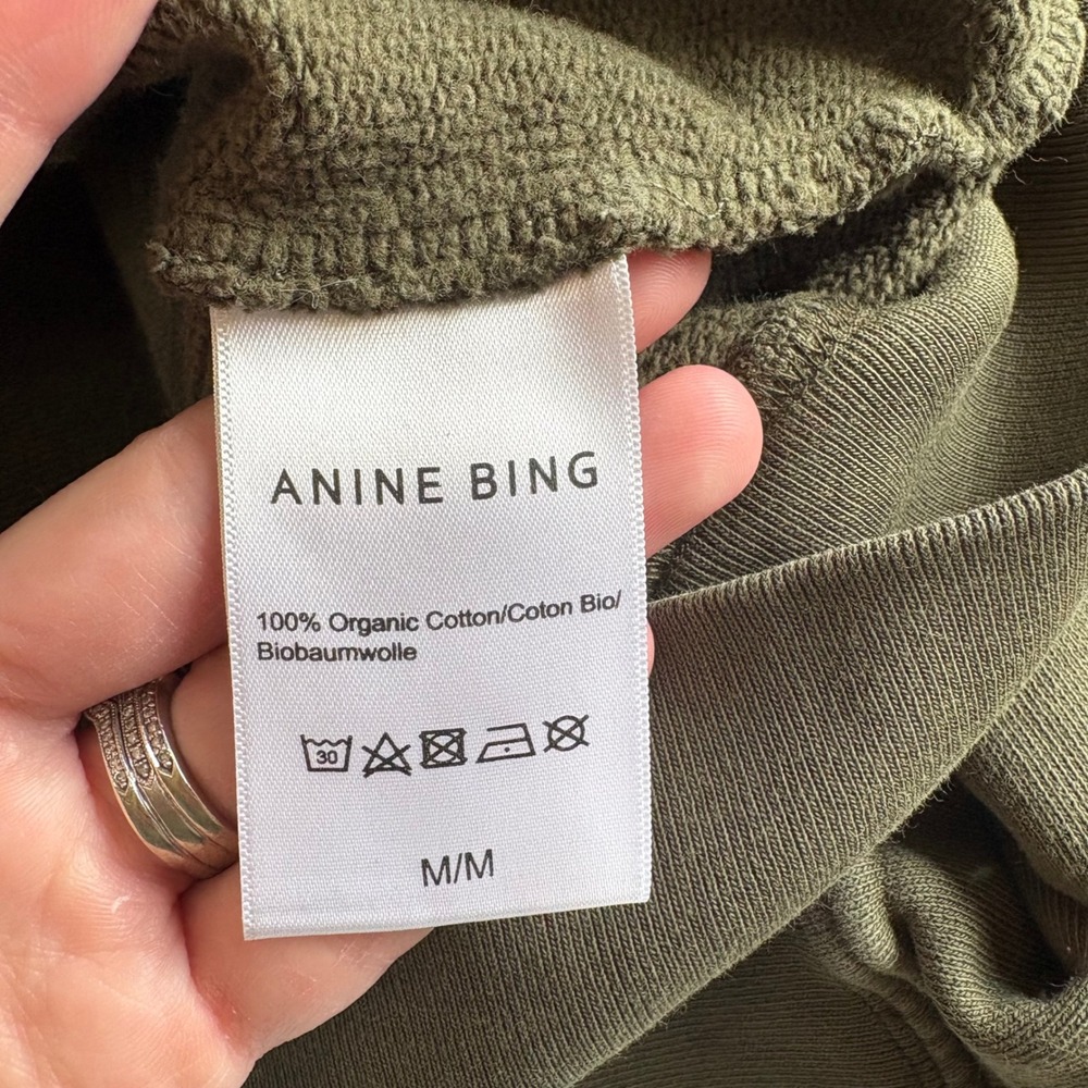 Anine Bing Women's Medium Olive Green Crewneck Sweatshirt LA 2012 Organic Cotton - Picture 4 of 9